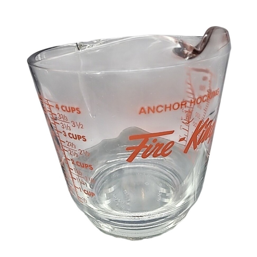 Fire-King 4 Cups Measuring‎ Glass Cup Red Letters #29 Vintage